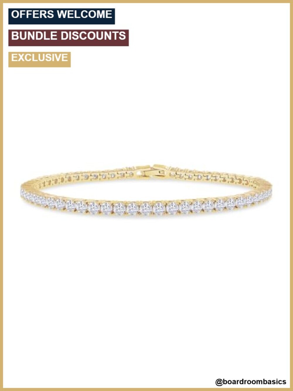 18K Gold Plated Moissanite Tennis Bracelet Stackable 6.5 Inch